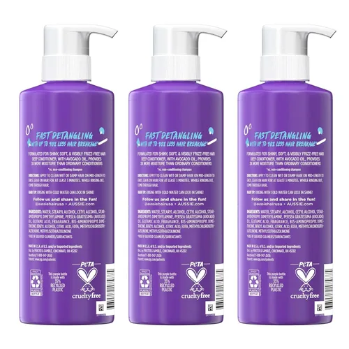 Miniatura 8 de Aussie Acondicionador Profundo Milagroso de 3 Minutos Hidratante para Cabello Seco, Aceite de Aguacate y Jojoba, Seguro para Cabello Teñido