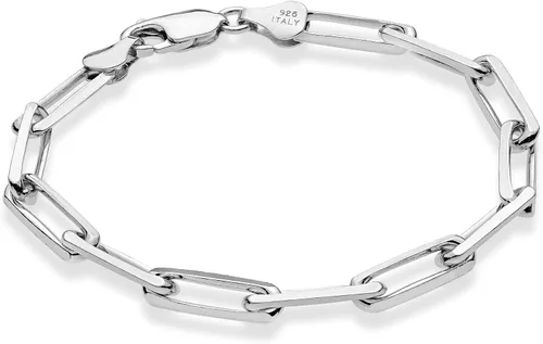 Miabella Pulsera de plata de ley 925 maciza italiana de 0.197 in con eslabones de clip para mujeres y hombres, fabricada en Italia