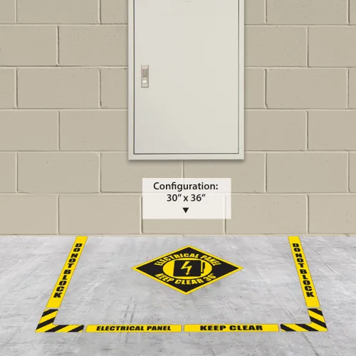 Miniatura 7 de NMC Panel eléctrico Keep Clear Kit de marcado de piso de 36 pulgadas con superficie antideslizante texturizada, configurable