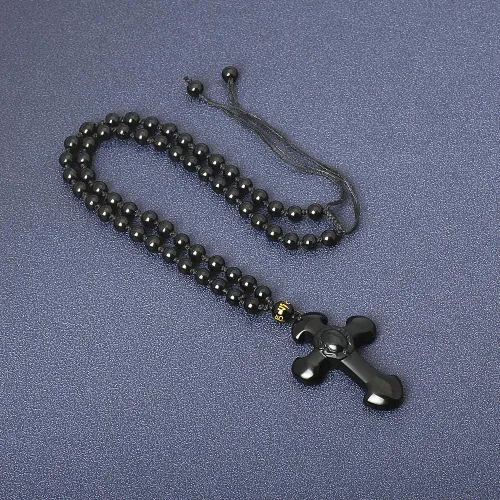 Miniatura 3 de Collar de obsidiana natural con dije de protección de amuleto de la suerte con cadena de cuentas ajustable, talismán de cristal negro, joyería