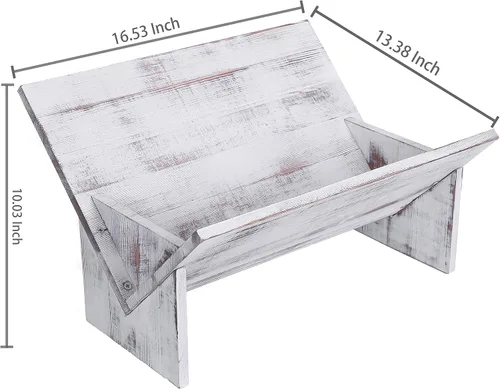 Miniatura 2 de MyGift - Estantería de madera rústica inclinada, Madera, blanco (whitewashed)