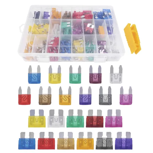 Juego surtido de fusibles para automóvil, 300 unidades - 160 fusibles de hoja mini automotriz + 140 fusibles automáticos estándar (2A, 3A, 5A, 7.5A,