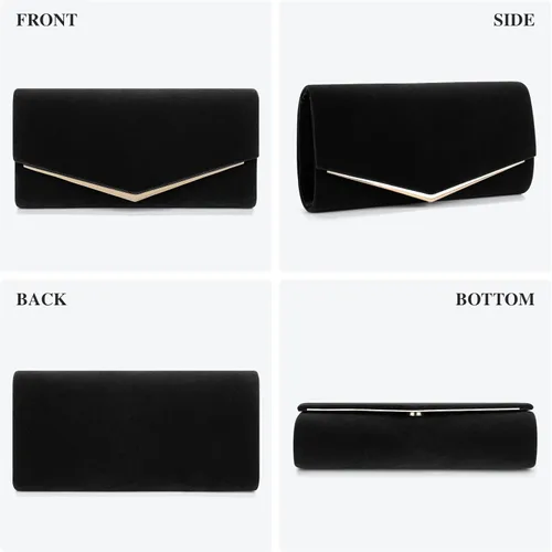 Miniatura 6 de Bolso de mano de terciopelo para mujer, bolso de noche formal negro, bolso de boda, bolso de ante rojo para baile de graduación, cóctel, fiesta