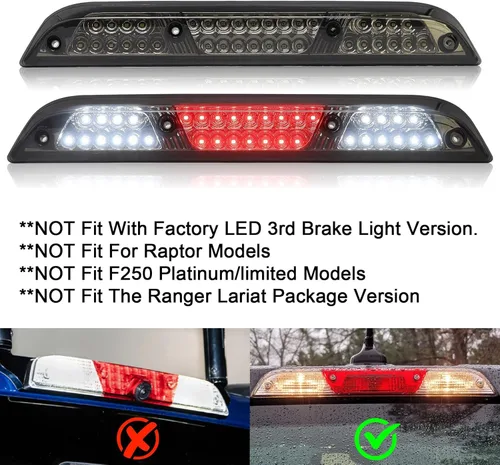 Miniatura 3 de Tercera luz de freno LED de lente ahumada compatible con F150 2015-2024, F250/F350/F450/F550 2017-2024, Ranger 2019-2024, 3ª lámpara de parada