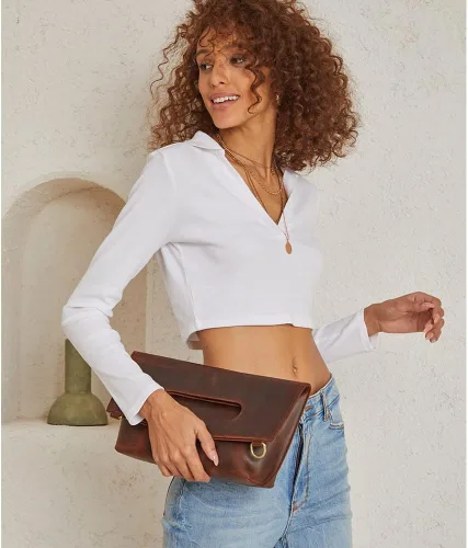 Miniatura 6 de S-ZONE Mochila vintage de cuero genuino para mujer con bolso de mano, Classic
