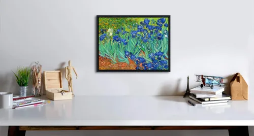 Miniatura 4 de Wieco Art Lienzo enmarcado para pared, impresiones de lirios de Van Gogh, flores famosas, pinturas al óleo, reproducción moderna de lienzo giclée