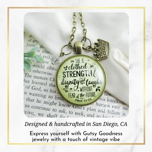 Miniatura 4 de Gutsy Goodness Collar inspirado en la mujer de la fe, colgante hecho a mano con mensaje de esperanza