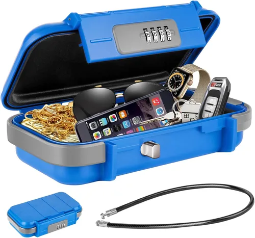 Miniatura 14 de HUANLANG Caja de Seguridad Portátil con Cerradura de Combinación Mini Caja de Seguridad para Viajes de Playa Impermeable Cajas de Bloqueo Pequeñas