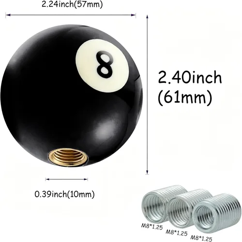 Miniatura 4 de Pomo de palanca de cambios de 8 bolas para la mayoría de vehículos automáticos manuales (negro)
