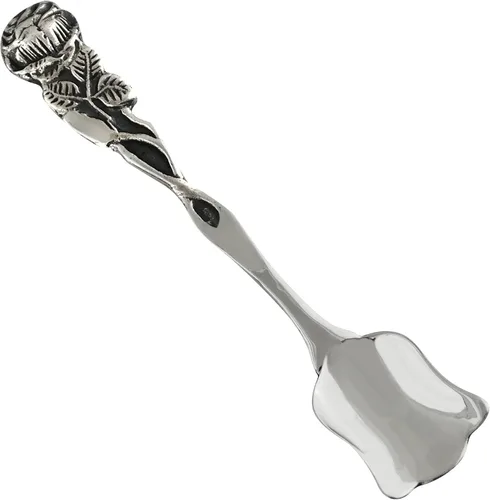 Miniatura 10 de Cuchara de sal pequeña con borde festoneado de plata de ley, cucharas de mostaza