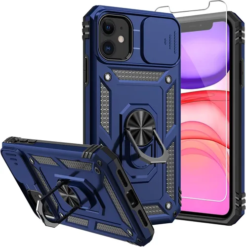 Miniatura 12 de Funda para iPhone 11 de 6.1 pulgadas, con protectores de pantalla y funda para cámara, [grado militar] de 16 pies. Funda a prueba de caídas con Negro