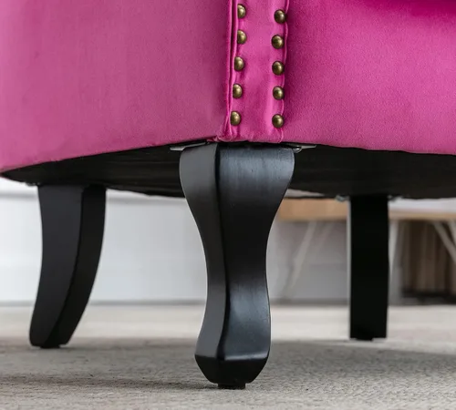 Miniatura 8 de Silla decorativa moderna de mediados de siglo, sillón tapizado, cómodo sofá individual de tela de terciopelo con respaldo forrado para espacios Rosa