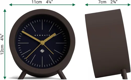 Miniatura 3 de NEWGATE Reloj despertador Fred Diseño moderno de barril Marrón chocolate y azul Ideal para mesita de noche, escritorio o estante Moderno
