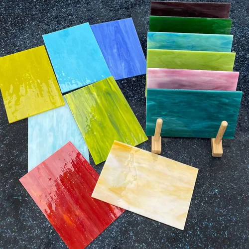 Miniatura 3 de LITMIND Paquete variado de 16 hojas de vitrales, azulejos de mosaico de 4 x 6 pulgadas para manualidades, arte catedral de colores surtidos, hojas