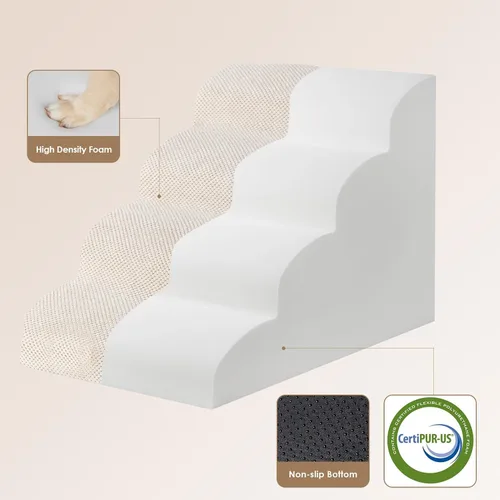 Miniatura 2 de EHEYCIGA - Escalones curvos para perros para camas altas de 19.7" de alto, 4 escalones para perros pequeños y gatos, escaleras para mascotas