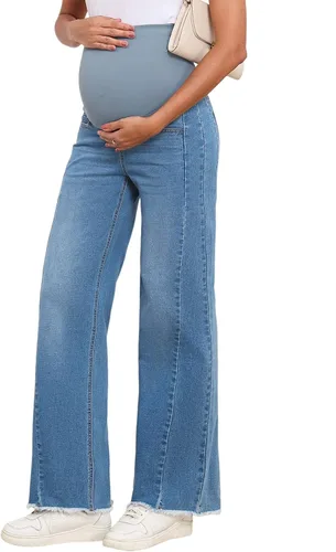 Miniatura 8 de BLENCOT Jeans de maternidad para mujer, pierna recta, elásticos, rasgados, para embarazo, jeans de novio