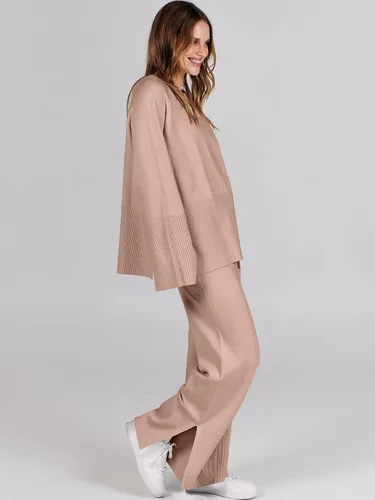 Miniatura 6 de ANRABESS Conjunto de 2 piezas para mujer, sudadera de punto de gran tamaño y pantalones de pierna ancha con cordón