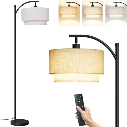 Miniatura 11 de Lámparas de pie SUNMORY para sala de estar con bombilla LED de 12W, lámpara de pie de arco con 3 temperaturas de color, lámparas de pie modernas