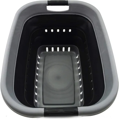 SAMMART Cesta plegable de plástico para la ropa sucia de 37 litros (9.77 galones), contenedor de almacenamiento plegable y organizador, cesta que
