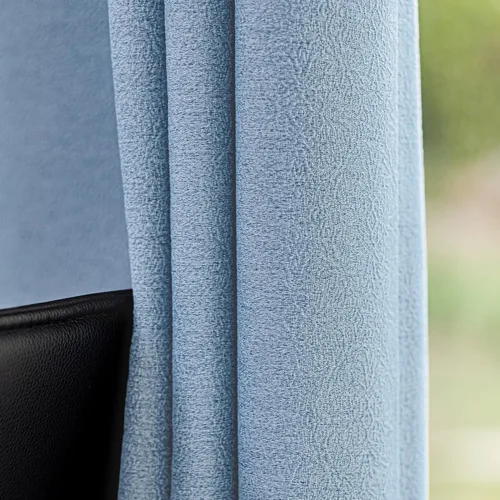 Miniatura 7 de FMFUNCTEX Cortinas florales 100% opacas para dormitorio, cortinas texturizadas en relieve azul de 63 pulgadas de largo para sala de estar, cortina