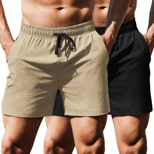 Miniatura 22 de COOFANDY Pantalones cortos deportivos para correr para hombre de 5 pulgadas, paquete de 2 pantalones cortos de entrenamiento para gimnasio