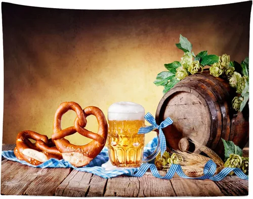 BELECO Telón de fondo para el Oktoberfest, decoración de fiesta de cerveza bávara, barril de cerveza, temporada de cosecha de otoño, decoración de