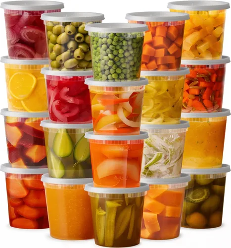 Miniatura 6 de Pantry Value [32 onzas - 24 unidades] Recipientes de plástico para almacenamiento de alimentos con tapas, recipientes desechables de sopa con tapas