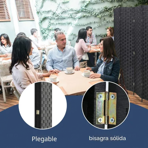 Miniatura 6 de FDW - Mampara plegable y portátil de madera con diseño de malla tejida para casa y oficina