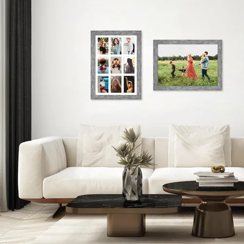 Miniatura 236 de Marcos de Fotos Collage de 13.5X15.5 con 7 Aberturas para Fotos de 4X6, Marco de Fotos Múltiples con Paspartú para Decoración de Pared, Grano