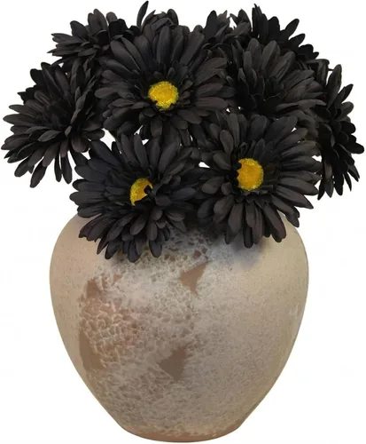 TOPIA Margaritas africanas artificiales, margaritas africanas, flores de seda, gerberas artificiales, paquete de 10 unidades (negro)