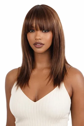 Miniatura 15 de Peluca de cabello humano lacio rubio 613 de 15 pulgadas con flequillo, sin pegamento, sin encaje frontal, Yaki Bob para mujer