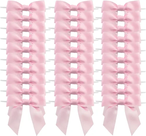 50 lazos de satén para manualidades, costura, álbumes de recortes, boda y regalo Rosa