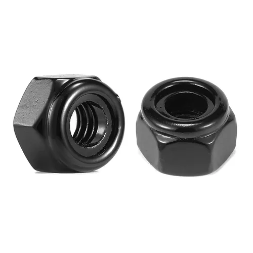 Miniatura 9 de Tuercas hexagonales de nailon 1/2-13, 50 tuercas de seguridad de acero inoxidable 304, accionamiento hexagonal, acabado brillante, óxido negro por