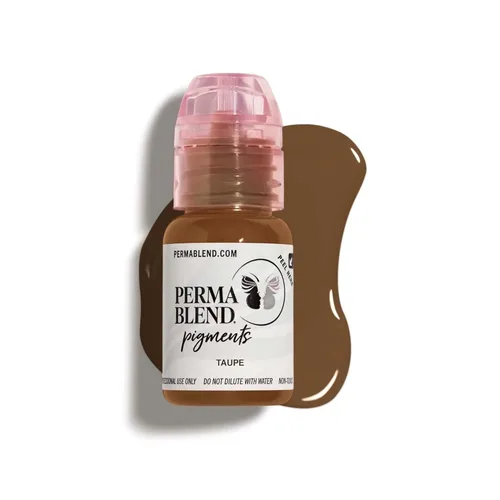 Perma Blend Tinta de tatuaje gris topo – Pigmento marrón claro fresco para tatuaje de cejas – Color de alta densidad, fabricado en los Estados