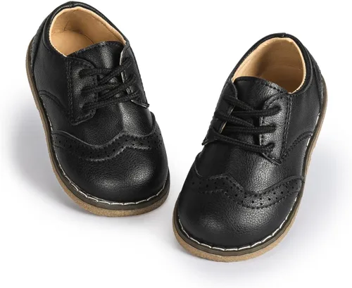 Miniatura 3 de Zapatos Oxford de piel sintética para niños y niñas, zapatos de vestir de boda para niños pequeños, con cordones, suela de textura antideslizante