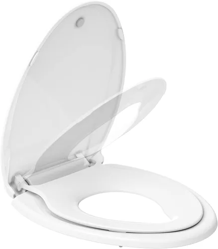 Miniatura 11 de Asiento de inodoro redondo con cierre suave y lento, asiento de inodoro redondo duradero, nunca se afloja, fácil de limpiar e instalar, asiento