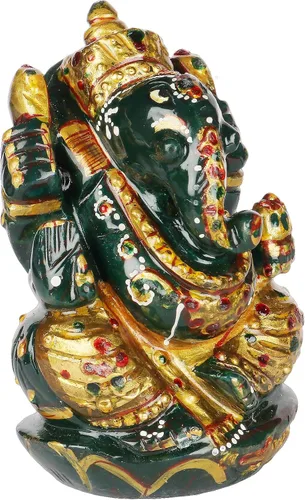Miniatura 3 de Estatua de Ganesha de jade verde, estatua de piedra preciosa natural, Hancarved Ganesha aprox. 2251.00 ct para templo casero