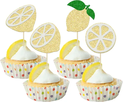 Miniatura 13 de 24 piezas de decoración de cupcakes con purpurina de fresa Oh Baby con temática de frutas, baby shower, para revelación de género, baby shower, D