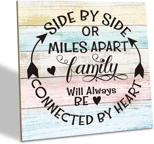 Miniatura 18 de Placa de Madera Familiar, "La Familia Significa Que Nadie Se Queda Atrás o Se Olvida", 15.7x15.7 cm Cartel de Arte de Mesa, Decoración de Cita