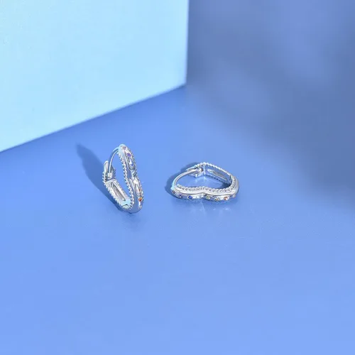 Miniatura 2 de Aretes de aro de plata de ley 925, hipoalergénicos, con forma de corazón, estrella y mariposa, para mujer, aretes colgantes con forma de corazón