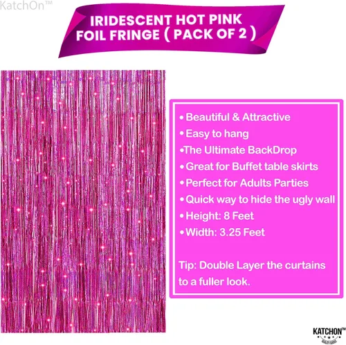 Miniatura 4 de KatchOn, Telón de fondo rosa iridiscente para decoraciones de fiesta rosa, extragrande, paquete de 2 Decoraciones del día de San Valentín