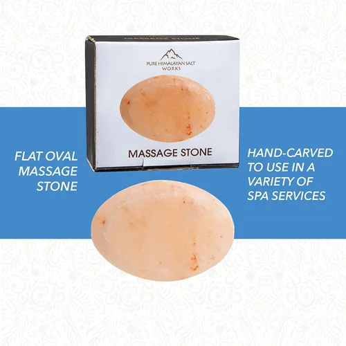 Miniatura 2 de Pure Himalayan Salt Works Piedra de masaje ovalada plana, piedra tallada a mano de cristal rosa para terapia de masaje, desodorante y exfoliantes