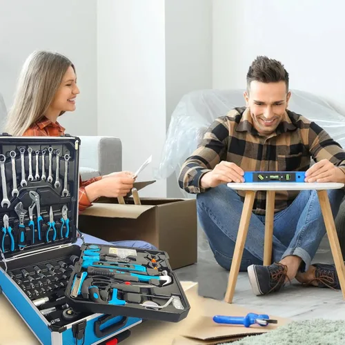 Miniatura 5 de Arcwares Juego de herramientas de 799 piezas con maletín de aluminio en plata, juego de reparación para el hogar, juego de herramientas manuales Azul