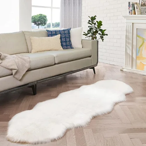 Miniatura 45 de ORINOVA Alfombras de pelo sintético lavable de color gris plateado claro para dormitorio, alfombra de felpa para sala de estar, alfombra