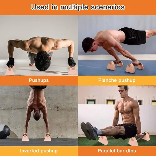Miniatura 5 de Barras paralelas de madera para calistenia – Barras de empuje de pie de mano para entrenamiento, entrenamientos en L y inmersión – Equipo de fitness
