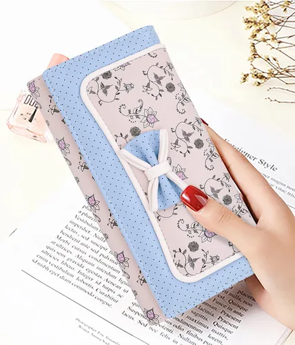 Miniatura 5 de UTO Wallet for Women Large Capacity Bowknot Flower Card Holder Phone Case Zipper Pocket Gilrs Purse Clutch