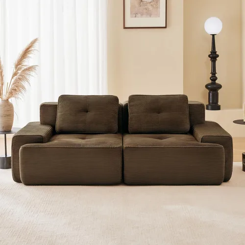 Miniatura 64 de Sofás modulares sin hueso de 152.8 pulgadas para sala de estar, sofá modular con diván en forma de L, cómodo asiento profundo tapizado de tela