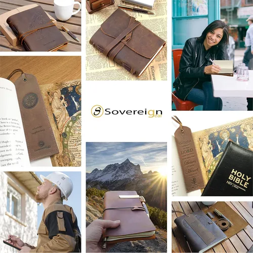 Miniatura 8 de Sovereign-Gear Diario encuadernado en cuero para hombres y mujeres, juego de regalo hecho a mano con diario en relieve de paloma y bolígrafo