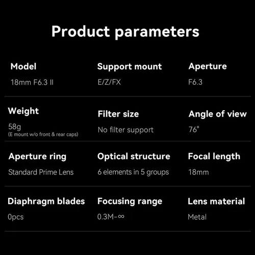 Miniatura 7 de 7artisans 0.709 in F6.3 II APS-C Marco Manual Focus Lente estándar Prime Lens Pancake para Fuji X Mount XF Mount Cámara X-T3 X-T4 X-T20 X-T30 X-S10