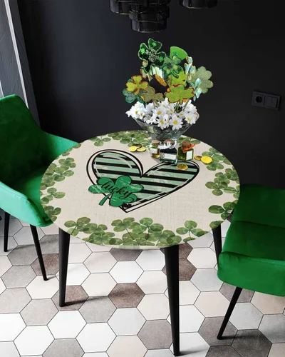 Miniatura 12 de Mantel redondo ajustable con diseño de huevos de Pascua de 36 a 44 pulgadas, bonito mantel colorido con borde elástico, manteles impermeables a